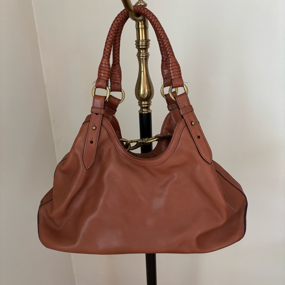 Cole Haan Genevieve Triangle Tote in Saddle Brown Leather